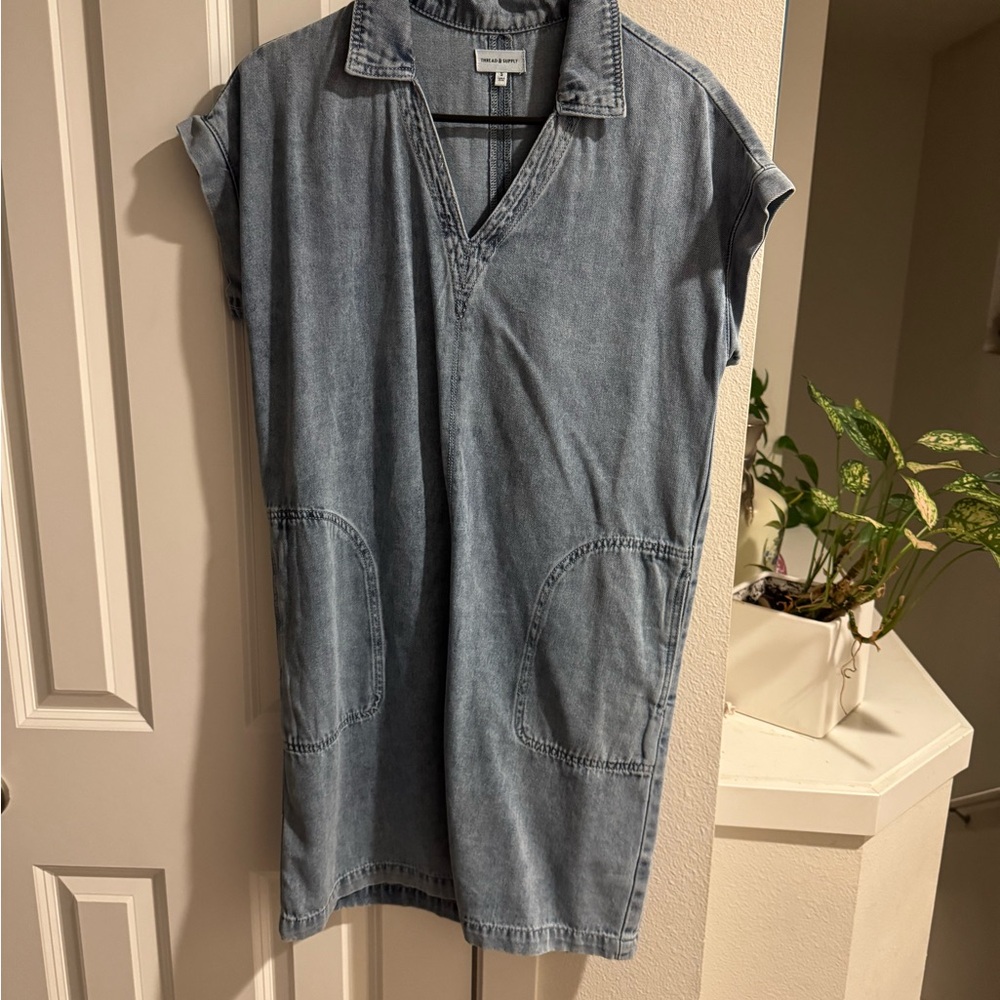 Thread & Supply Light Blue Denim V-Neck Tunic